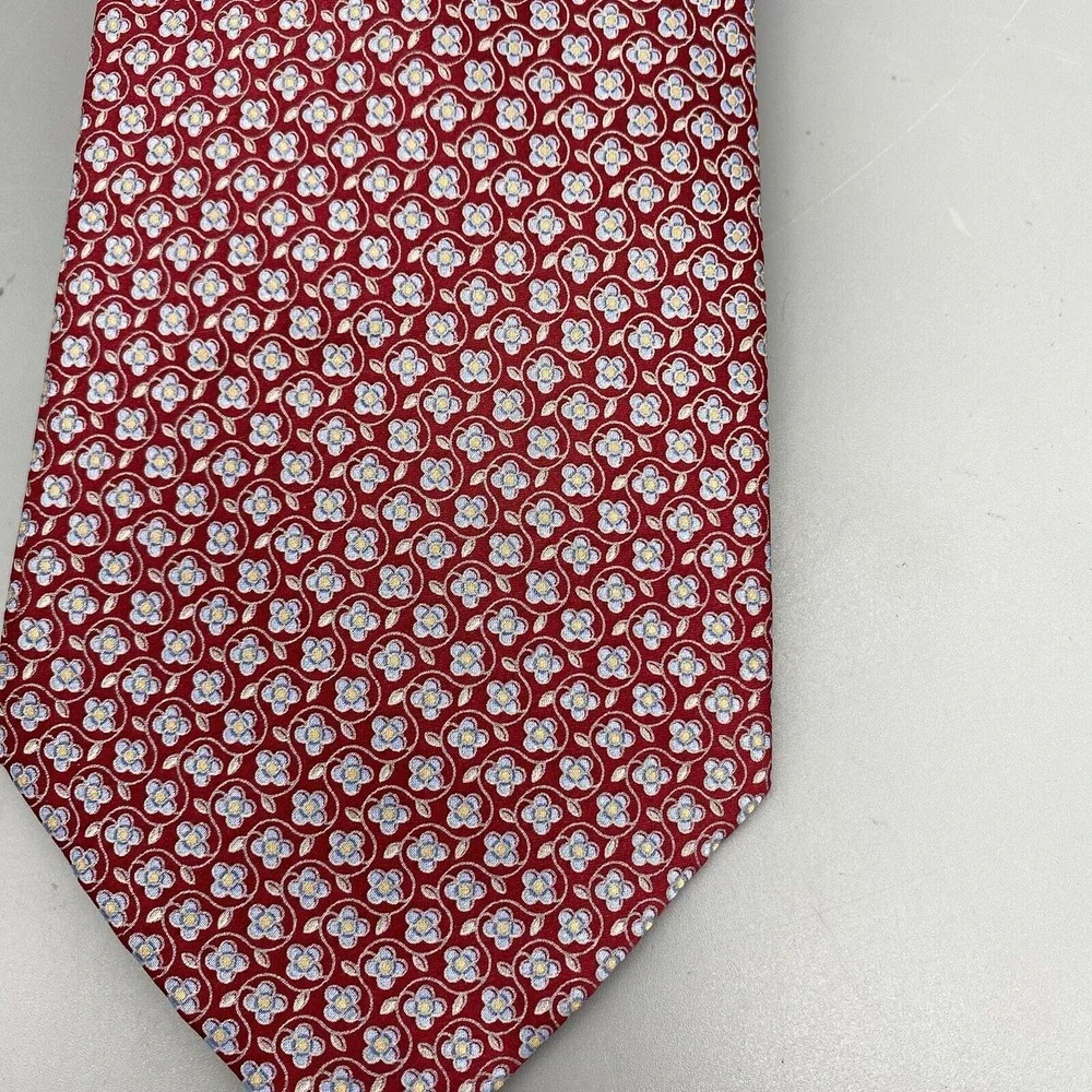 BURMA BIBAS MEN'S TIE‎ Burgundy/Floral LENGTH: 60